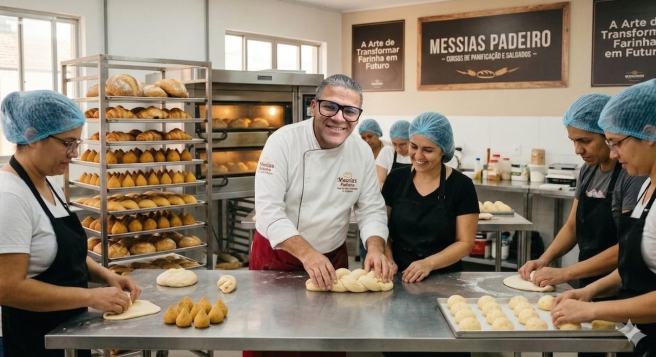 Messias Padeiro ensinando panificação e salgados